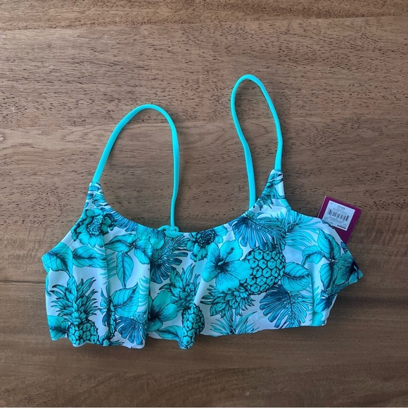 NWT Kohl’s Tropical Pineapple Print Draped Bikini Top - Picture 1 of 1